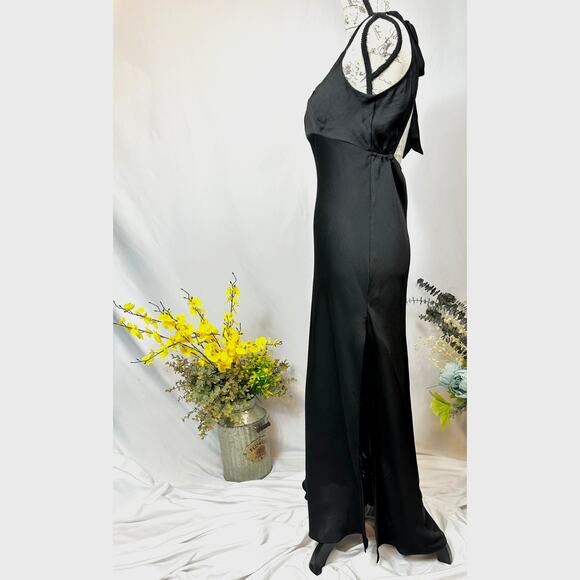 Free People Night Owl Tie Back Slip Dress Black S - Picture 8 of 15